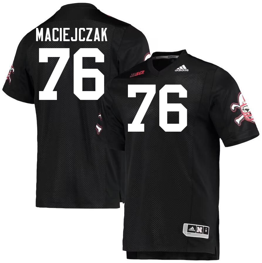 Men #76 Jason Maciejczak Nebraska Cornhuskers College Football Jerseys Stitched Sale-Black